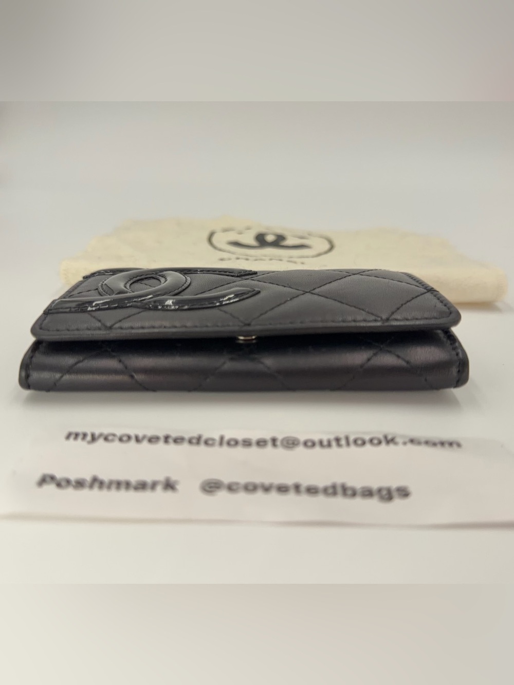 🖤🩷CHANEL Black Cambon CC Flap Card Holder Wallet w/Dust Bag and Entrupy COA - Picture 2 of 11